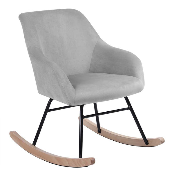 acquista Poltrona Sedia Dondolo Relax Tessuto e Metallo Imbottita Design Moderno Grigio