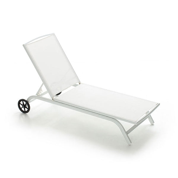 acquista Lettino da Giardino Reclinabile in Alluminio e Textilene con Ruote Taddei Egeo Bianco
