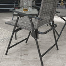 Set da Giardino Divano 2 Poltrone Pieghevoli e Tavolino Piano in Vetro   Grigio