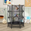 Tappeto Elastico per Bambini Ø140 x 190 cm con Rete di Sicurezza e Pali Imbottiti Età 3-10 Anni Nero   