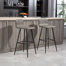 Set 2 Sgabelli da Bar con Schienale Basso e Poggiapiedi 44x44x95 cm in PU Marrone Scuro 