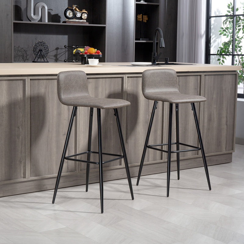 Set 2 Sgabelli Da Bar Alti Da Bancone Senza Schienale - Design Moderno Ergonomico Con Seduta Imbottita E Poggiapiedi In Metallo, Portata 136 Kg - 3