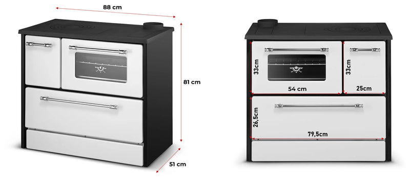 Cucina Stufa a Legna 9 KW 88x51xH81 cm Beatrice Nera