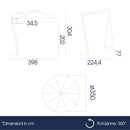 Ombrellone Decentrato da Giardino Ø3,5m Braccio in Legno Ecrù