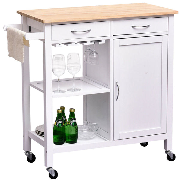 Carrello Cucina Legno con Cassetti Mobiletto con Anta, Ripiani e Portabicchieri prezzo