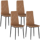 Set di 4 Sedie da Pranzo Moderne con Schienale Alto 41x50x97 cm in Finta Pelle e Acciaio Marrone      