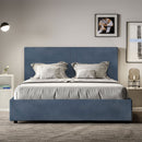Letto Matrimoniale con Alzata Comoda Imbottito in Microfibra Mika Blu Varie Misure