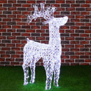 Renna Natalizia Luminosa 3D 90x50x12 cm 200 LED in Cristalli Acrilici e Metallo Bianco Freddo      