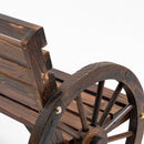 Panchina da Giardino 2 Posti 105,5x56x79 cm con Braccioli a Ruota di Carro in Legno a Doghe Marrone Bruciato      