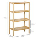 Scaffale 4 Ripiani 62x33x112 cm in Bambù Naturale