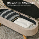 Panca Fondo Letto Imbottita con Vano Contenitore 110x40x43 cm Beige  