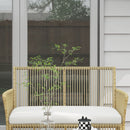 Set Salotto da Giardino in Rattan sintetico Tavolino 3 Poltrone con Divano con Cuscini Naturale