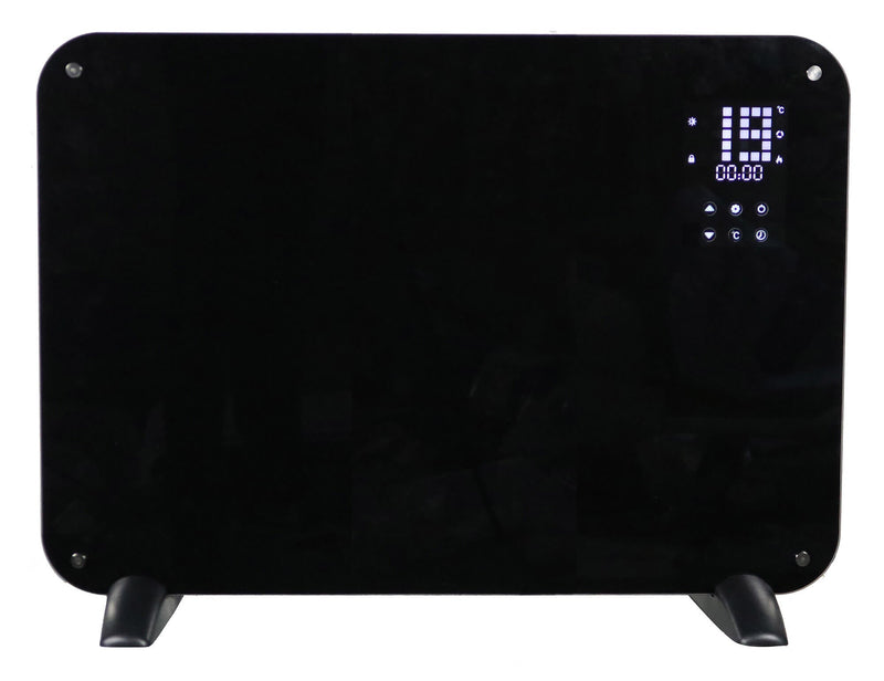 Stufa Elettrica Pannello Riscaldante in Vetro 1000W Vannini Leo Nero
