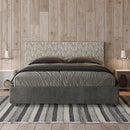 Letto Matrimoniale con Testata e Alzata Comoda Imbottito in Tessuto Labirinto Arla Grigio Varie Misure