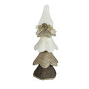 Mini Albero di Natale in panno cm . 21x21 h 58 color noce-bianco
