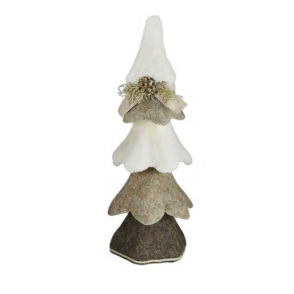 sconto Mini Albero di Natale in panno cm . 21x21 h 58 color noce-bianco