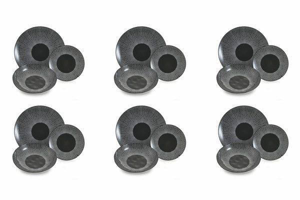 acquista Servizio Piatti 18 Pezzi in Gres Villa d'Este Home Tivoli Black Mamba