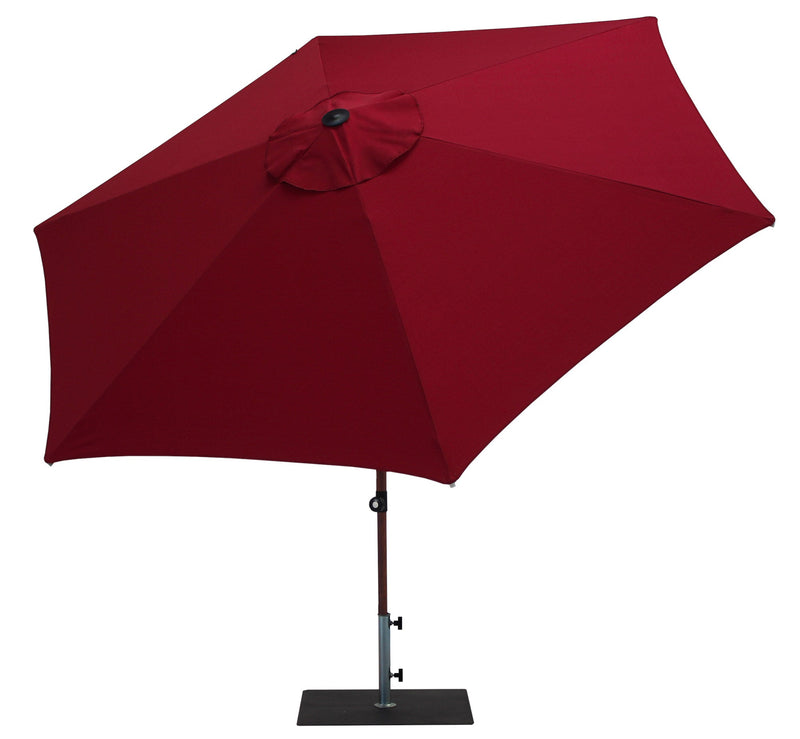 Ombrellone da Giardino Ø3 m Palo Ø38 mm in Alluminio Effetto Legno Tessuto Olefin Trend Wood Bordeaux