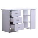 Scrivania da Ufficio con 3 Cassetti e Ripiani in Legno Bianco 120x49x72 cm 