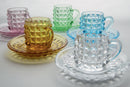 Set 6 Tazzine Caffè in Vetro Colorato con Piattino 90 ml Villa d'Este Home Tivoli Diamond