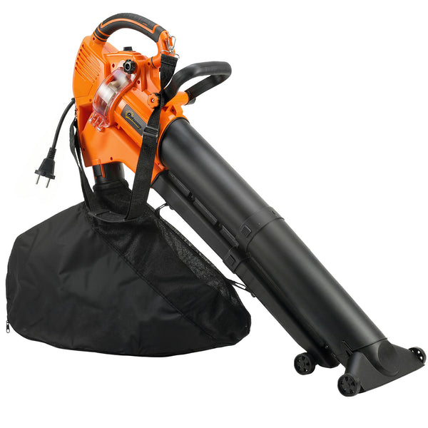 sconto Soffiatore 3-in-1 con Funzione Aspiratore Trituratore per Foglie 3000W in PP e Tessuto Nero e Arancione