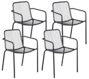 Set 4 Sedie da Giardino 54x55x78 cm in Ferro Battuto Grigio Scuro