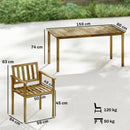 Set 5 Pezzi da Giardino con Tavolo 159x80x74 cm e 4 Sedie in Legno di Acacia Color Teak      