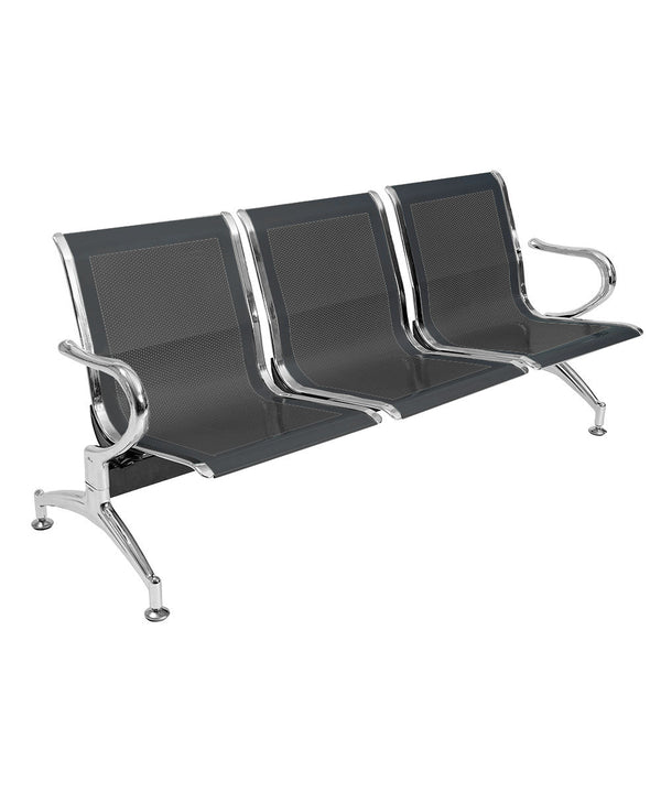 sconto Panca per Sala d'Attesa 3 Posti in Acciaio Nero