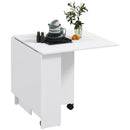 Tavolo Pieghevole Salvaspazio per 6 Persone con Ruote Bianco  