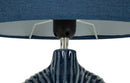 Lampada da Tavolo Seta Blu 28,5x15x43 cm in Ceramica e Ferro e Tessuto Blu      
