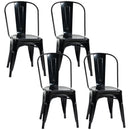 Set 4 Sedie da Cucina Impilabili 53x45x85 cm in Acciaio Nero