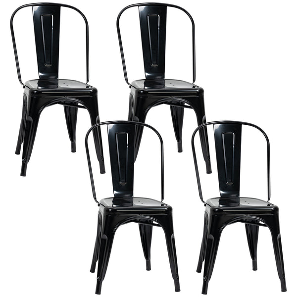 acquista Set 4 Sedie da Cucina Impilabili 53x45x85 cm in Acciaio Nero