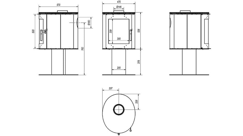 Stufa a Legna 5,5/9KW in Acciaio Flig Sanford Nera
