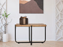 Tavolino Basso 75x55x46,5 cm in Metallo con Piano in Rattan