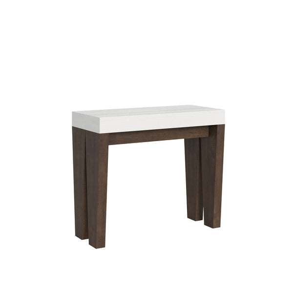 sconto Consolle Allungabile 90-300x40x77 cm in Nobilitato Bianco e Noce