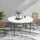 Tavolo Pieghevole per Giardino e Campeggio Ø122x73 cm in Acciaio e HDPE Grigio e Bianco