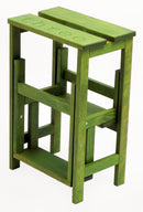 Sgabello Scaletta 60x40x46 cm in Legno Verde Oliva