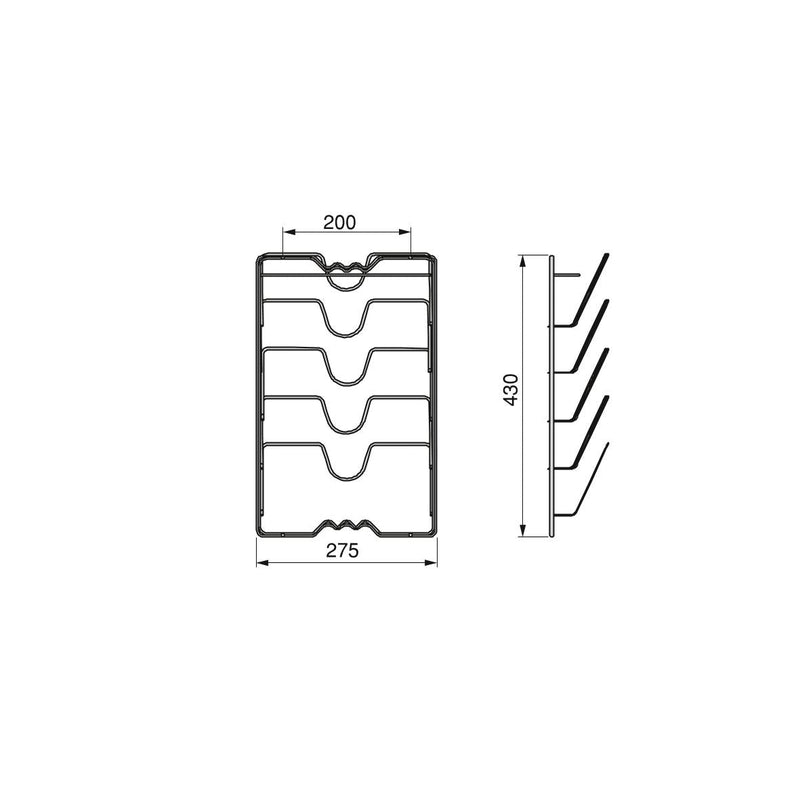 Supporto Supra per Appendere Coperchi Imballo 1 Pezzo Cromato Brillo Acciaio Emuca
