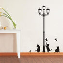 Adesivi Decorativi per Parete Gatti e Lampione Sticker Murale Nero