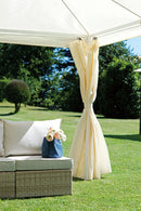 Gazebo da Giardino in Ferro 3x3m con Tende Vorghini Ecrù