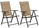 Set 2 Sedie Pieghevoli da Giardino 57x67x107 cm in Metallo e Textilene Taupe