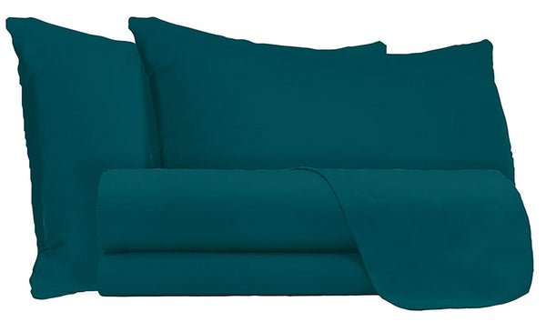 Set Lenzuola Matrimoniale Sopra Sotto e Federe Tinta Unita Verde Petrolio prezzo