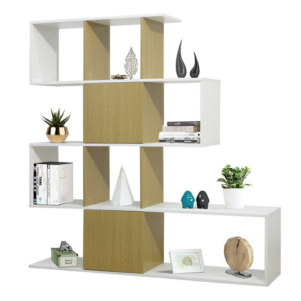 acquista Libreria Moderna 6 Ripiani 145x145x30 cm in Legno Melaminico Bianco Opaco e Rovere