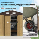 Casetta da Giardino 4,9 m² 277x195x192 cm in Acciaio Zincato con Doppia Porta Scorrevole e Tetto Inclinato Marrone Chiaro      