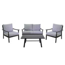 Set Salotto da Giardino Divano 2 Poltrone e Tavolino in Alluminio Shelton Antracite