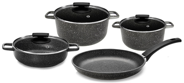 online Batteria di Pentole 7 Pezzi in Alluminio Pressofuso Antiaderente Olympia Hard Cook Big