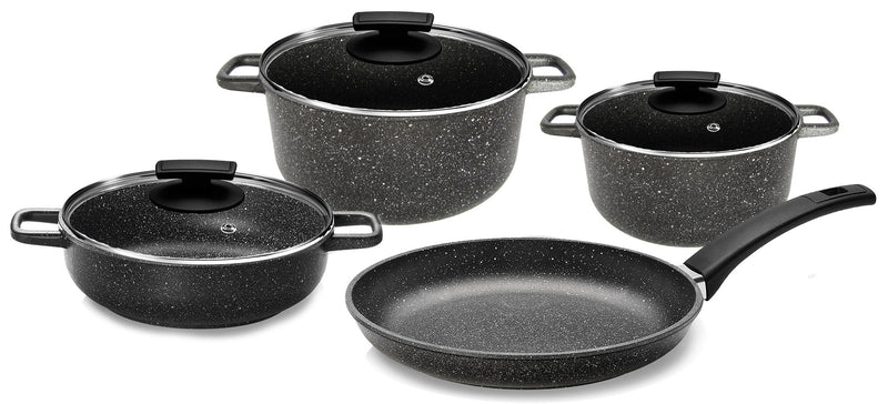 Batteria di Pentole 7 Pezzi in Alluminio Pressofuso Antiaderente Olympia Hard Cook Big