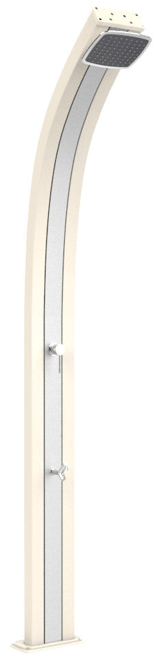 Doccia Solare da Esterno Giardino 30L Miscelatore e Lavapiedi Arkema Spring Fascia Inox Bianco Crem sconto