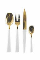 Servizio Set di Posate 24 Pezzi in Acciaio Villa d'Este Home Tivoli Gold Set Bianco