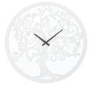 Orologio da Muro Bianco Tree Ø55x4,5 cm in Ferro MDF e Specchio Bianco